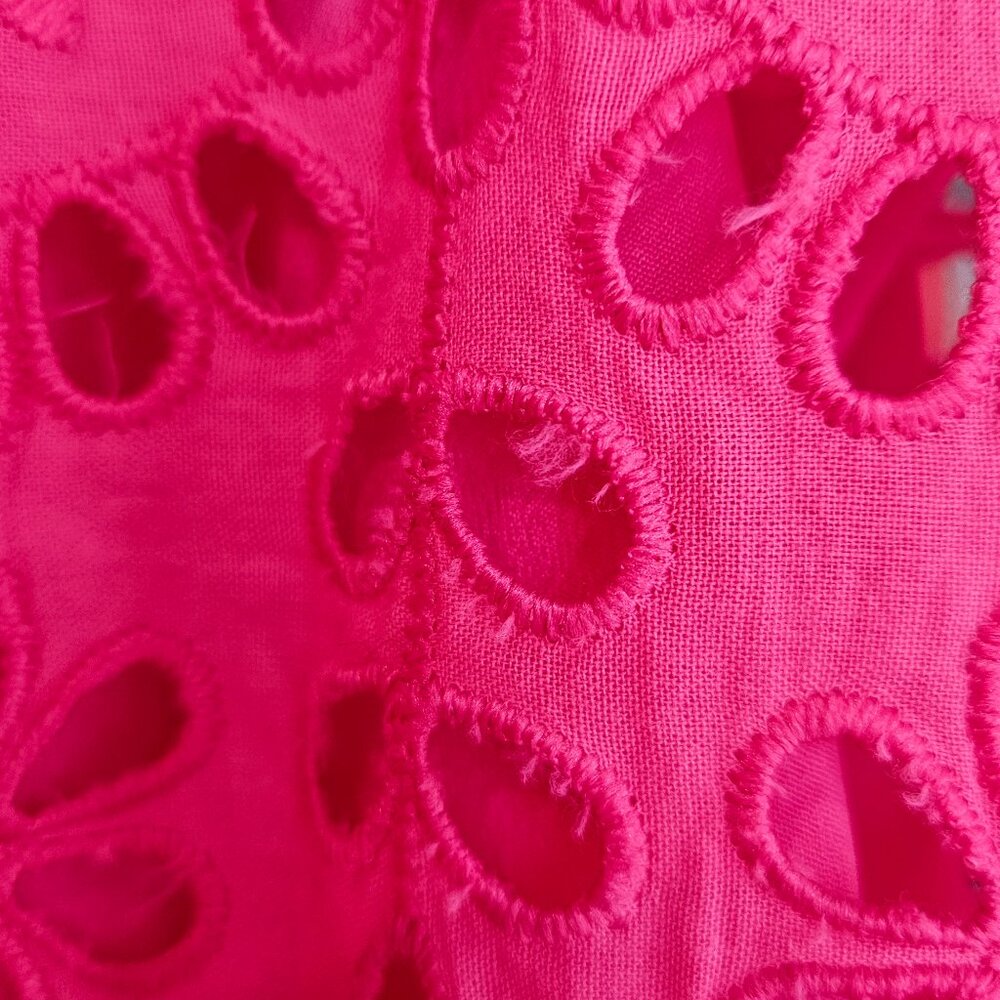 J.Crew Pink Eyelet Mockneck Top with Flutter Sleeves Size S - Picture 7 of 9